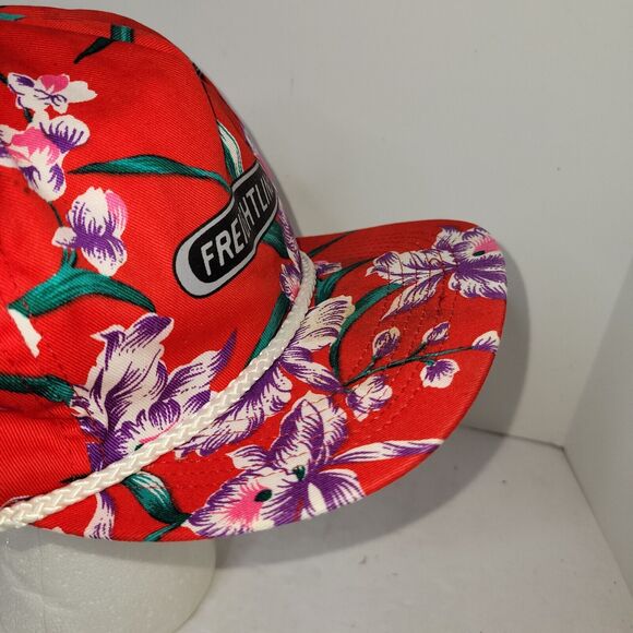 Vtg Freightliner Hat Cap Red Trucker Snapback Truck San Sun Retro 80s 90s Floral - Picture 8 of 16